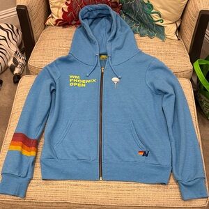 Aviator Nation Waste Management Blue Zip Up Hoodie Size Medium